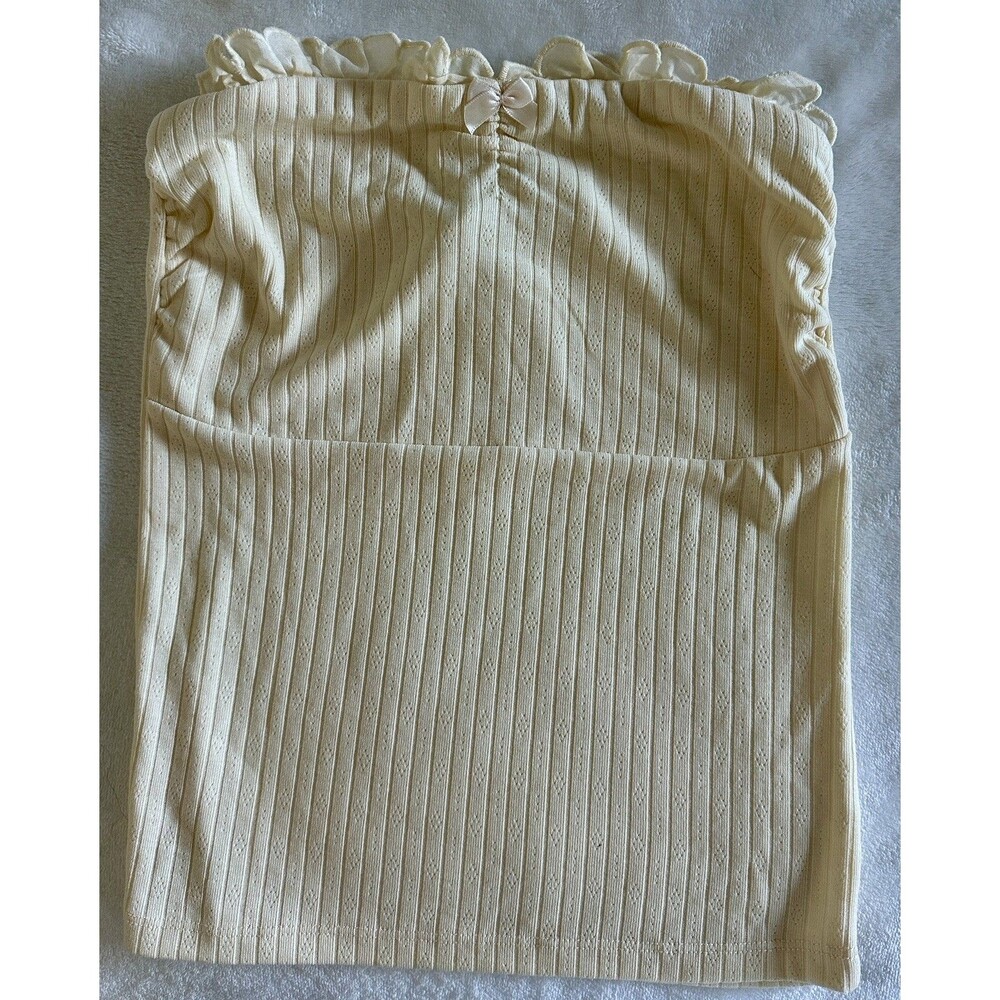 NWT Nectar Clothing Ruffled Pointelle Womens Tube Top Yellow Size M Tillys